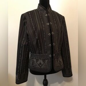 Antonio Melani Fitted Black Embroidered Jacket Size 14